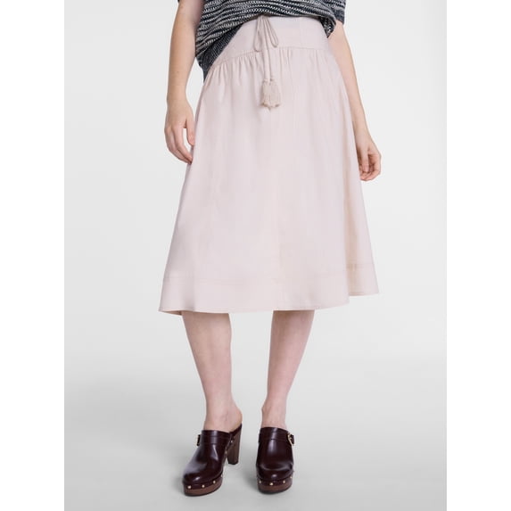 Scenario Women's and Women's Plus Tie Waist Midi Skirt, Sizes XS-4X