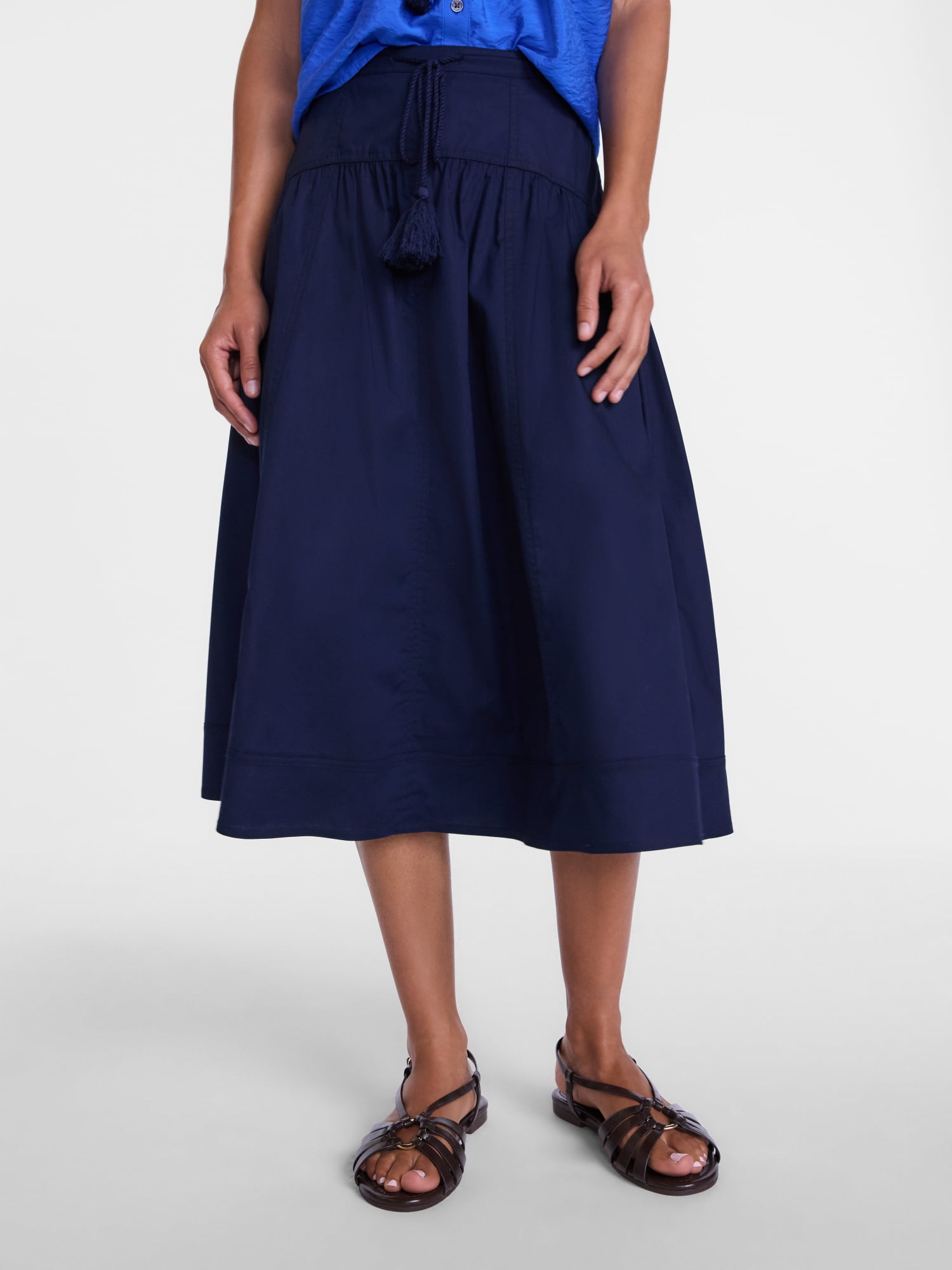 Scenario Women's and Women's Plus Tie Waist Midi Skirt, Sizes XS-4X