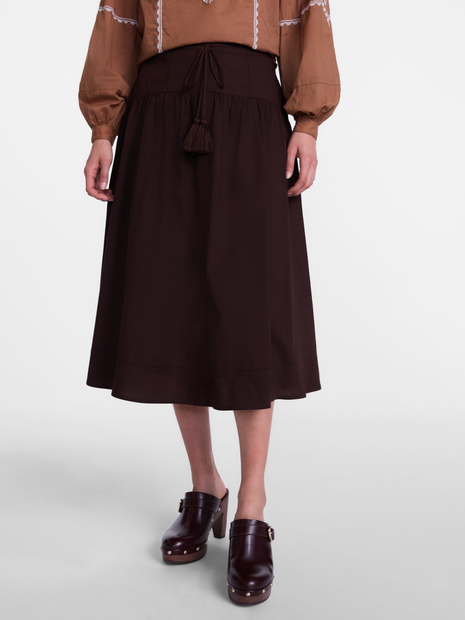 Scenario Women's and Women's Plus Tie Waist Midi Skirt, Sizes XS-4X