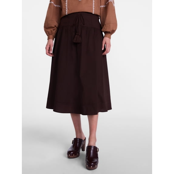 Scenario Women's and Women's Plus Tie Waist Midi Skirt, Sizes XS-4X
