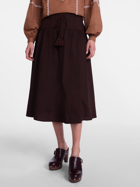 Women's and Women's Plus Tie Waist Midi Skirt, Sizes XS-4X