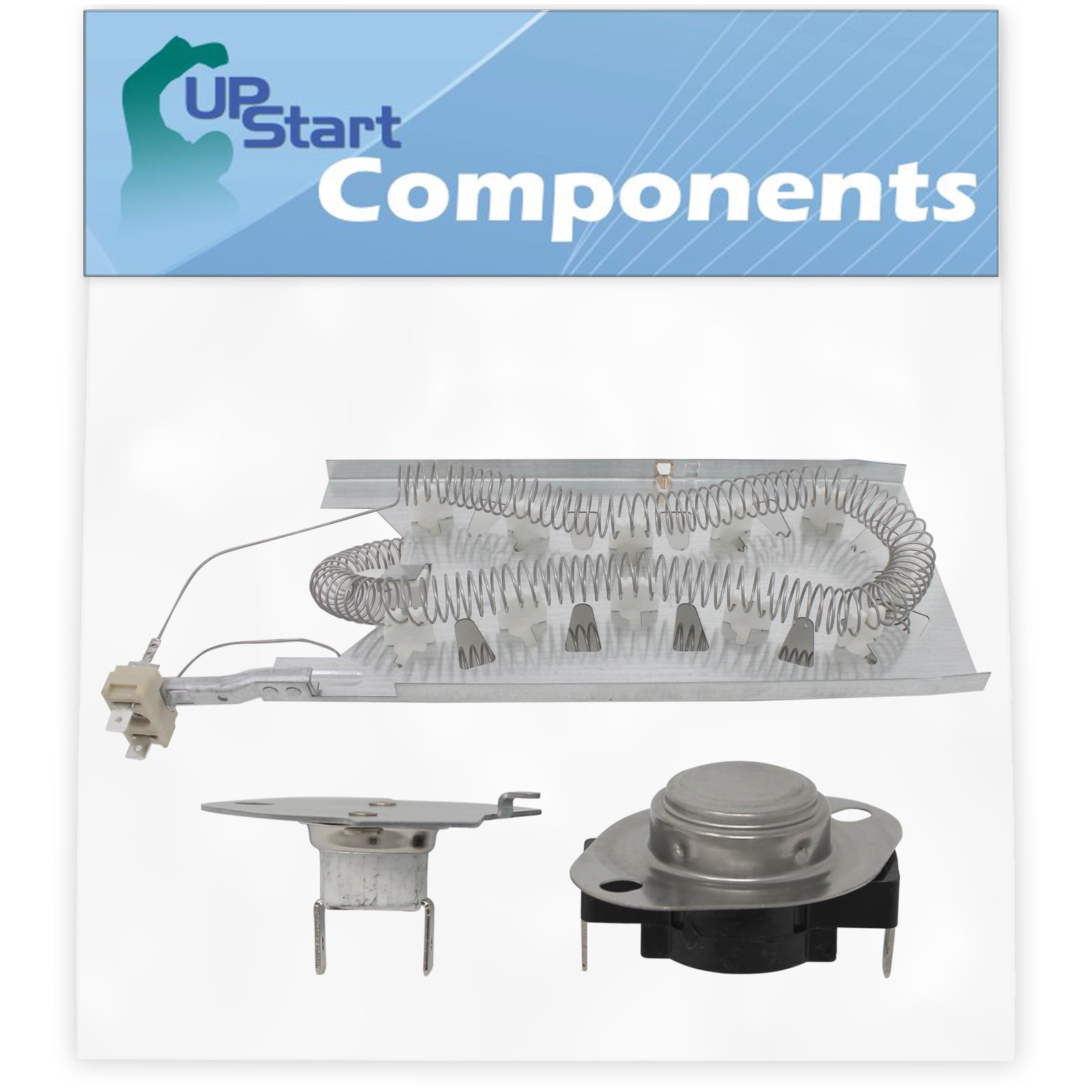 3387747 Dryer Heating Element & 279769 Thermal Cut-Off Kit Replacement for Whirlpool YGEW9868KQ0 Dryer - Compatible with WP3387747 & 279769 Heater Element & Thermal Fuse Kit - UpStart Components Brand