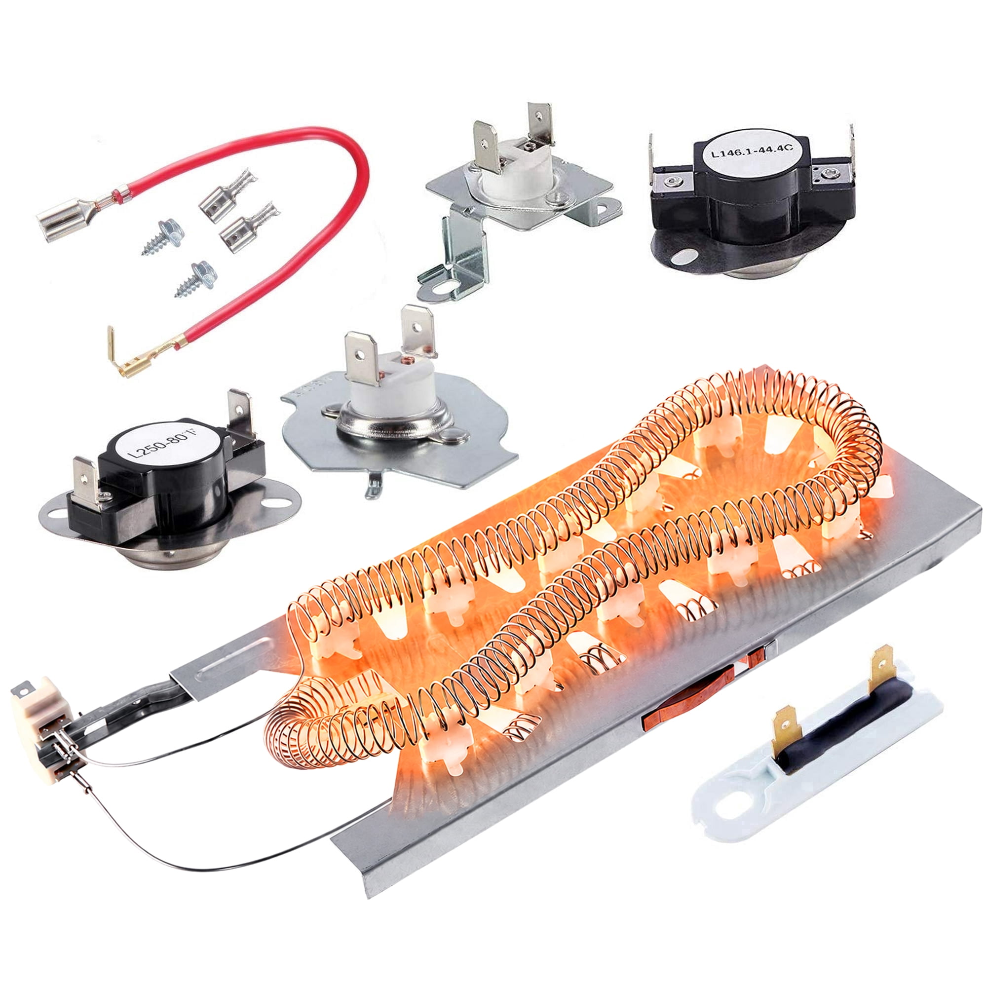 Upgraded 3387747 Dryer Heating Element 279816 Thermostat Kit 279973 3392519 Thermal Cut-off Fuse Compatible with Kenmore Samsung Whirlpool KitchenAid Electric Dryer