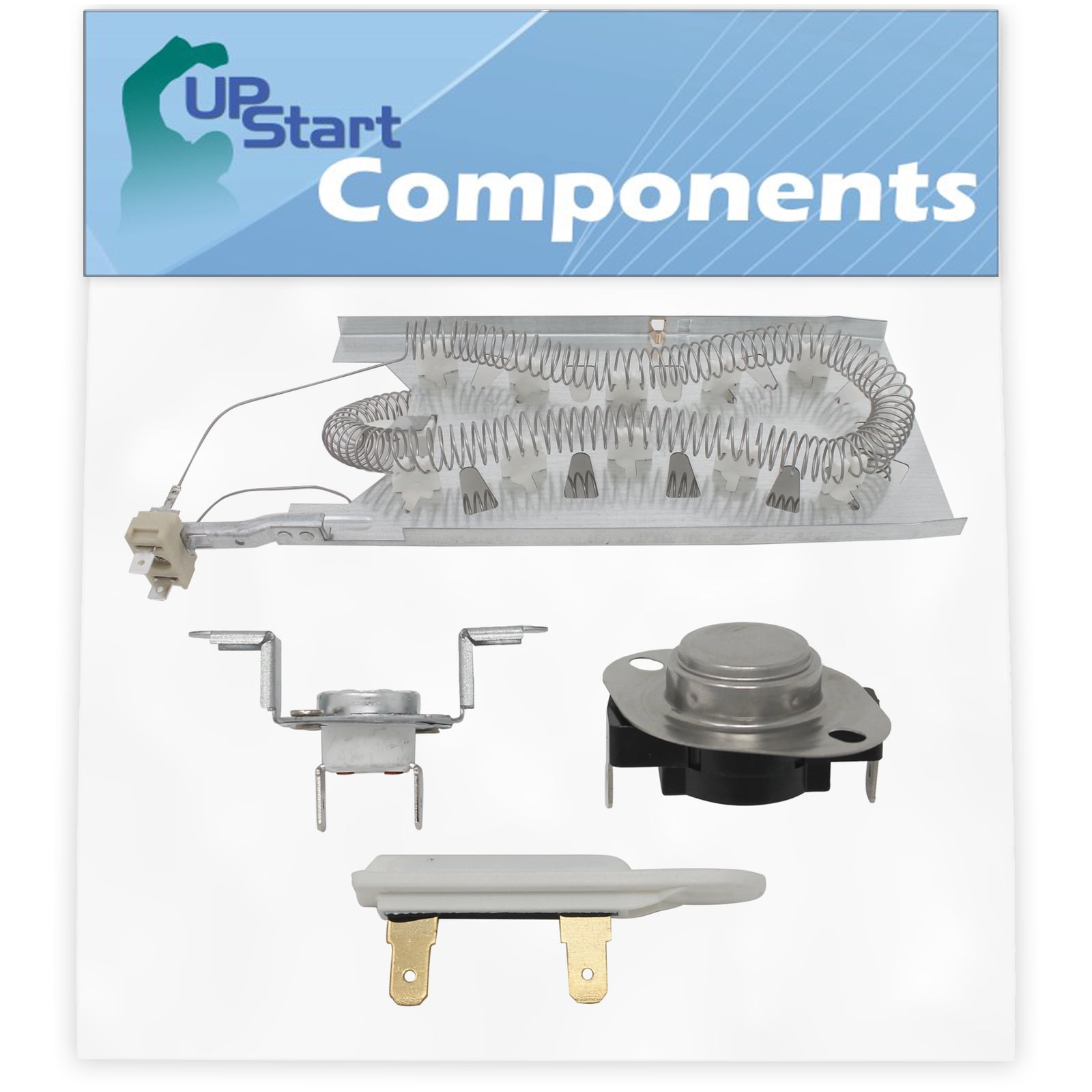 3387747 Dryer Heating Element & 279973 Thermal Cut-off Fuse Kit & 3392519 Thermal Fuse Replacement for KitchenAid KEHS01PWH1 - Compatible w/ WP3387747, 279973 & WP3392519 Heater Element & Thermostat