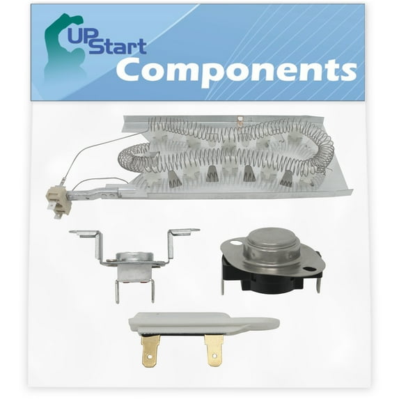 3387747 Dryer Heating Element & 279973 Thermal Cut-off Fuse Kit & 3392519 Thermal Fuse Replacement for KitchenAid KEHS01PWH1 - Compatible w/ WP3387747, 279973 & WP3392519 Heater Element & Thermostat