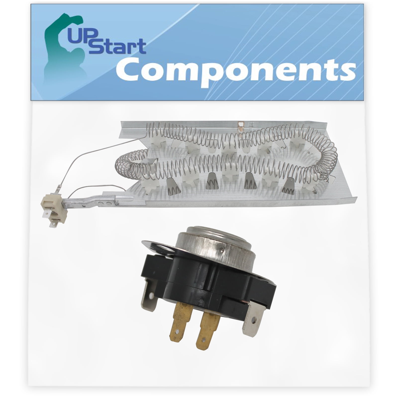 3387747 Dryer Heating Element & 3387134 Cycling Thermostat Replacement for Kenmore / Sears 11066962500 Dryer - Compatible with WP3387747 & WP3387134 Heater Element & Fixed Thermostat Kit