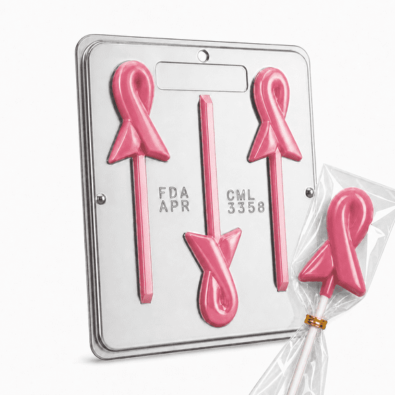 Candy Molds N More Cancer Awareness Ribbon Lollipop Chocolate Candy Mold (3398)