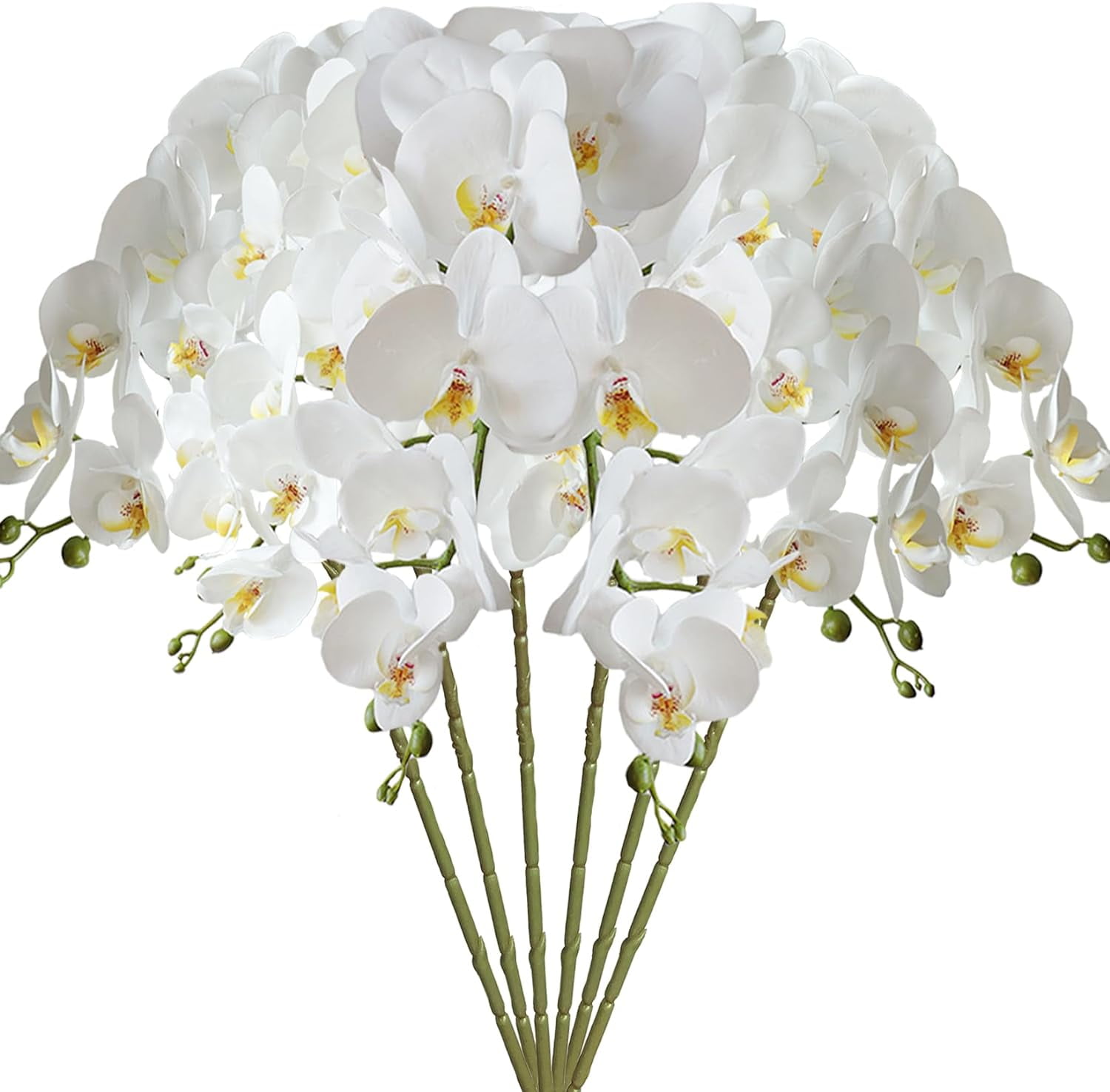 33Artificial Phalaenopsis Flowers Artificial Orchid Flowers Stem Plants for Home Décor (Pure White)