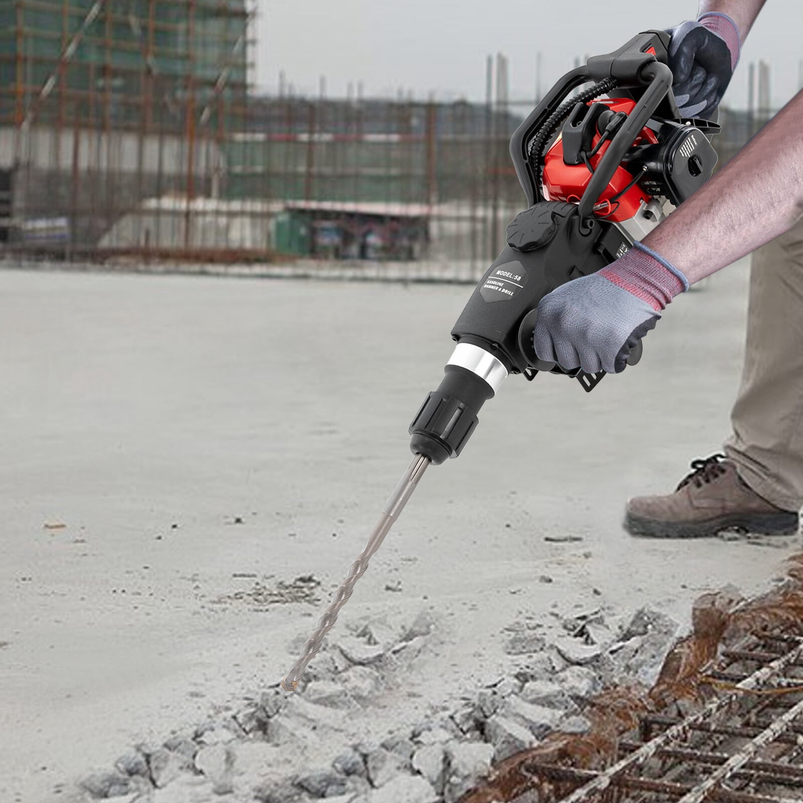 33CC 2-stroke Gasoline Hammer Drilling Machine Gas Powered Demolition Hammer for Rushing Chiseling Digging