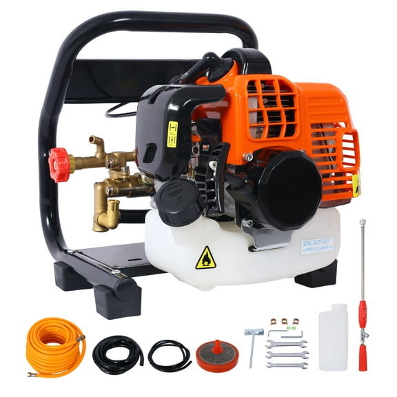 33CC Gas Powered Sprayer, Portable Agricultural Mist Duster, 2-Stroke Backpack Sprayer, 1.5HP Field & Equipment Cleaning, 570Psi Pressure Black + Aluminum
