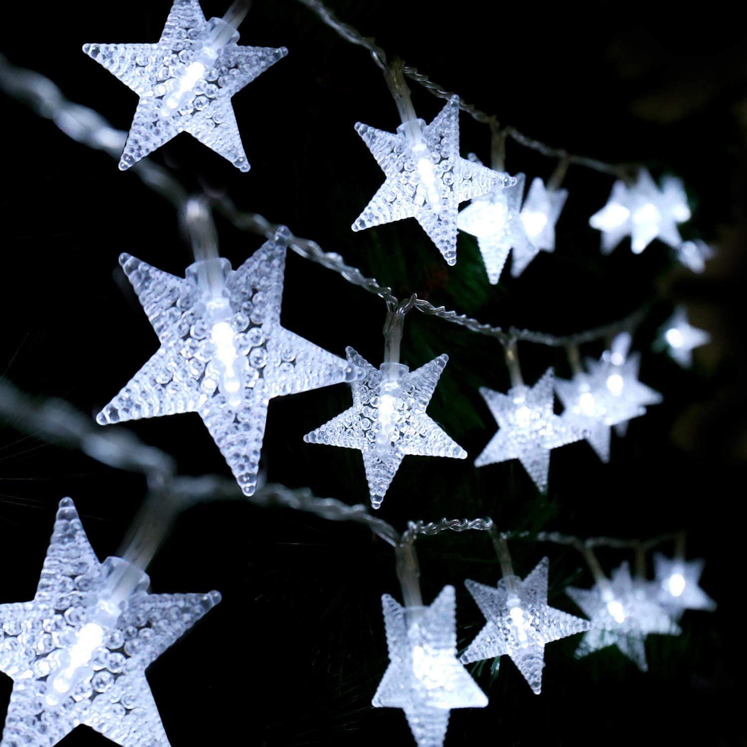 33FT 100 LED Star String Lights Plug in Christmas Lights Waterproof