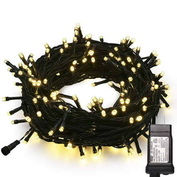 33FT 100 LEDs String Lights,Green Wire Waterproof Fairy Lights 8 Modes 30V  Plug in Xmas Light for Home, Garden, Wedding, Party, Christmas Decoration Indoor Outdoor (Warm White)