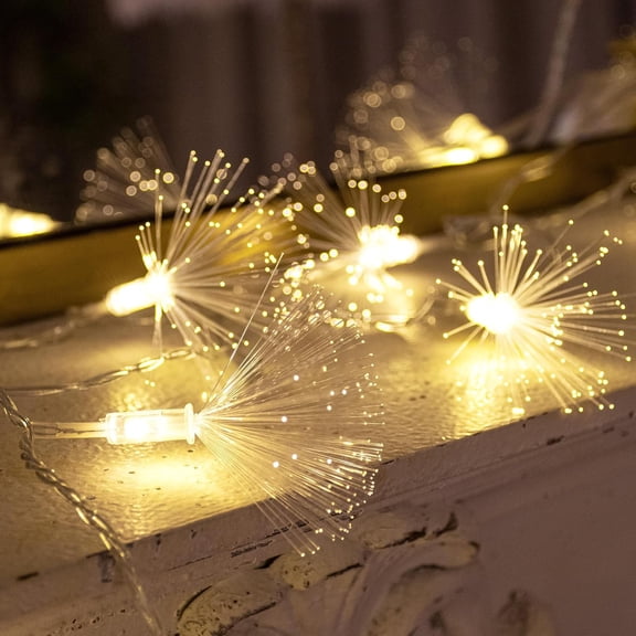 33FT 80 LED Fiber Optic Fairy String Lights Christmas Tree Light Battery Powered for Wedding, Christmas Tree, Garden, Patio, Party Decoration (Warm White)