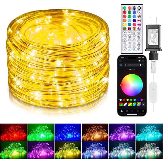 33FT Color Changing Rope Lights Outdoor Waterproof with APP & Remote ...