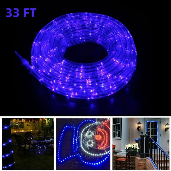 33FT Indoor/Outdoor Landscape Rope Lights String LED Fairy Light for Halloween Xmas Party Holiday Home Decor - Blue