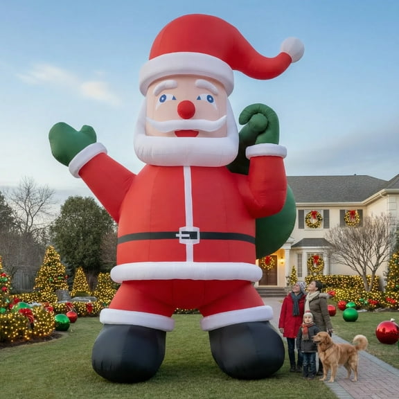 33FT Inflatable Santa Claus, Giant Santa With Blower For Xmas Yard Outdoor Party Decoration
