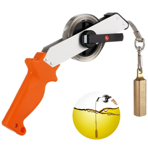 1 Pc 33 FT Oil Tank Gauging Tape, Oil Tape with Brass Plumb Bob, Stainless Steel Oil Gauging Tape, Double-Sided Engraved 10m Oil Tank Gauge, Explosion-Proof Sounding Oil Tape Measure