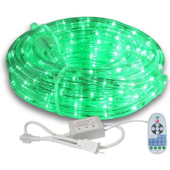Beatineon 33FT Rope Lights Outdoor with Remote,Cuttable Connectable, 300LEDs Strip Lights with Adjustable Brightness Waterproof with Plug for Patio,Christmas Decoration. (Green)