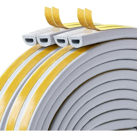 33Feet Long Weather Stripping for Door,Insulation Weatherproof Doors and Windows Seal Strip,Collision Avoidance Rubber Self-Adhesive Weatherstrip,(2 Rolls,16.5Ft/10m Each,Gray)