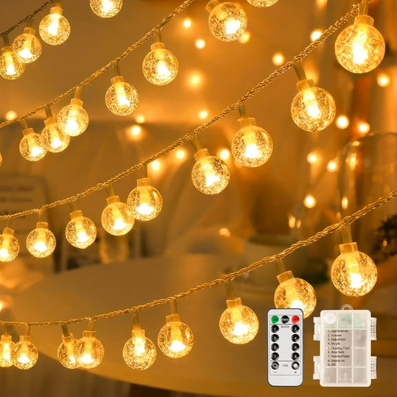 Globe Fairy Lights Battery Operated 33ft 100LED String Lights with Remote Waterproof Indoor Outdoor Hanging Decorative Christmas Lights for Home Party Patio Garden Wedding