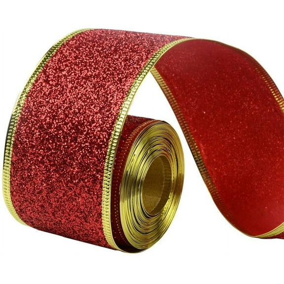 33Ft/10Meters Red Glitter Christmas Ribbon Wreath Present Wedding Arts Crafts Gift Wrapping