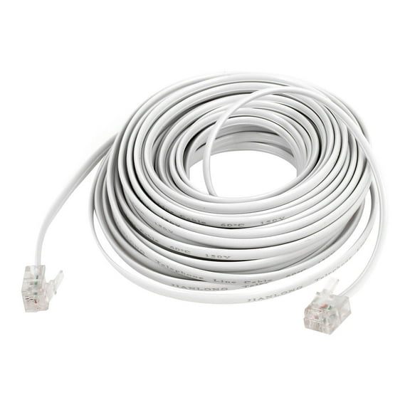 Uxcell 10M 33Ft Length 6P2C RJ11 Male Phone Telephone Extension Connector Cable Cord White