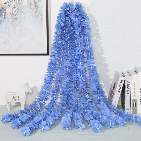 33Ft Artificial Flowers Hydrangea Garlands Silk Wisteria Vines Home Decor Party Wedding Garden Decoration Pack of 10 (White) A