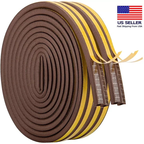 33Ft. Self Adhesive Brown Weather Stripping, Insulation For Doors & Windows