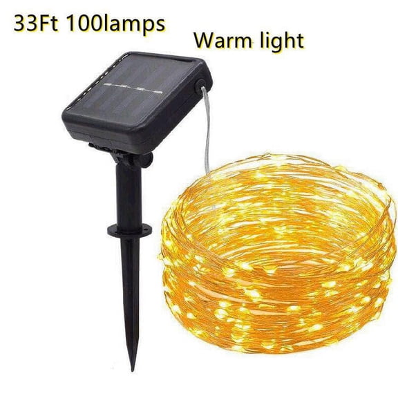 33Ft Solar String Lights 100 LED Fairy Lights Copper Wire Waterproof String Lights, Fairy String Lights