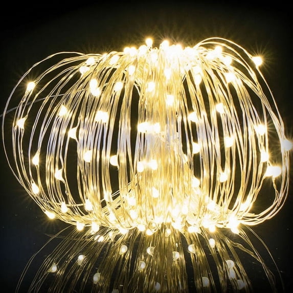 33Ft Solar String Lights 100 Led Fairy Lights Copper Wire Waterproof Warm White Lights Outdoor Fairy Lights String