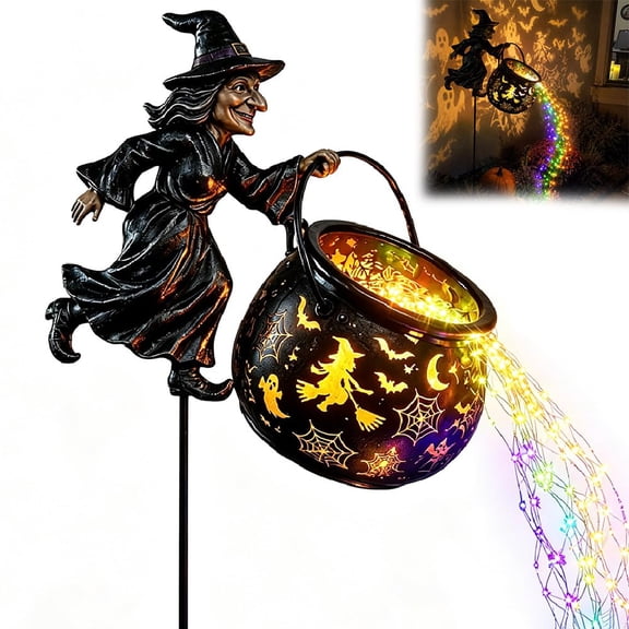 33In Halloween Witch Cauldron Garden Light, Waterfall-Style Enchanted Witch Cauldron Garden Decoration, Halloween LED Projector Lights Decorations Outdoor with Stake for Yard Lawn Porch Party