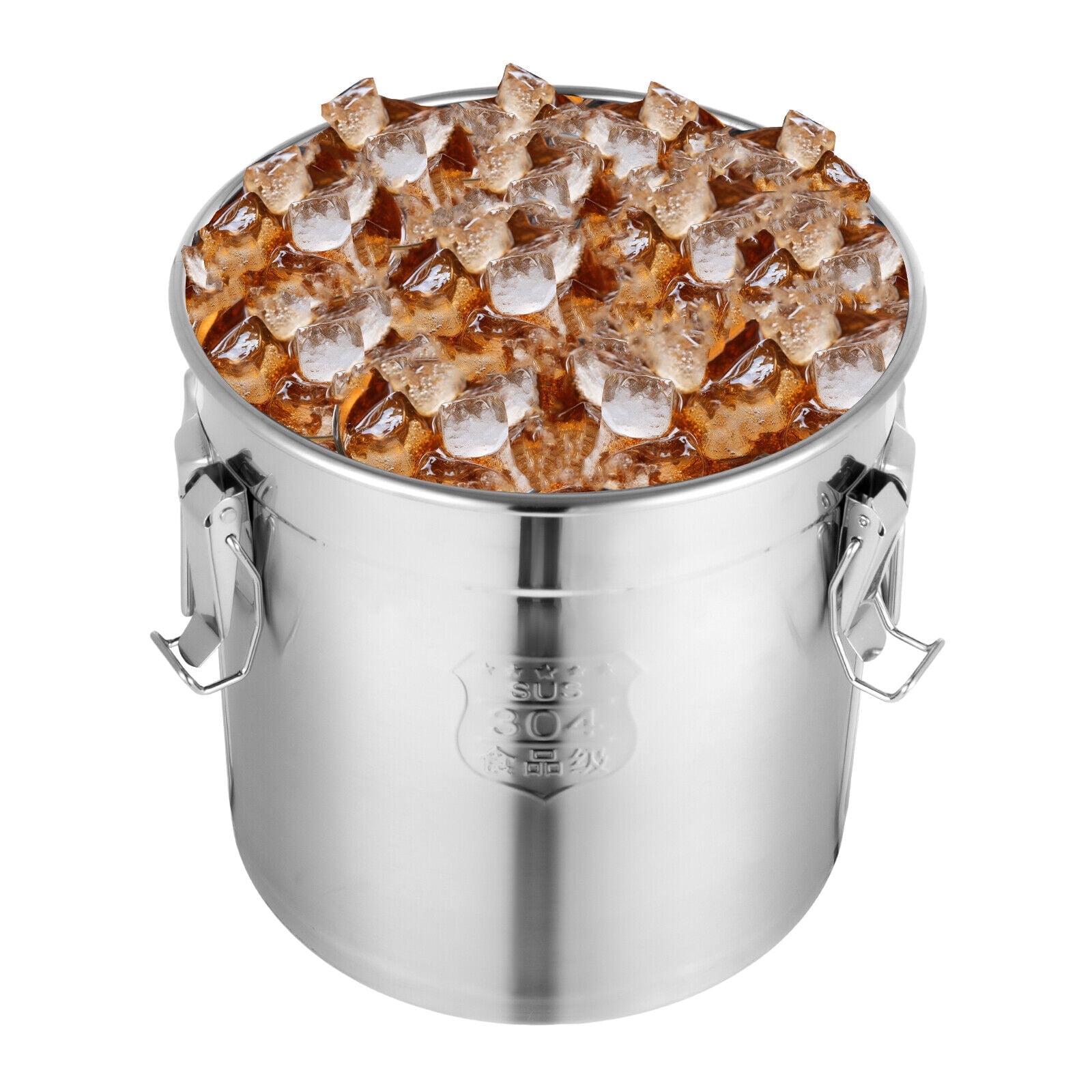 33L Stainless Steel Cylinder Airtight Canister Kitchen Storage Bucket Dry Food 7.26gal Container