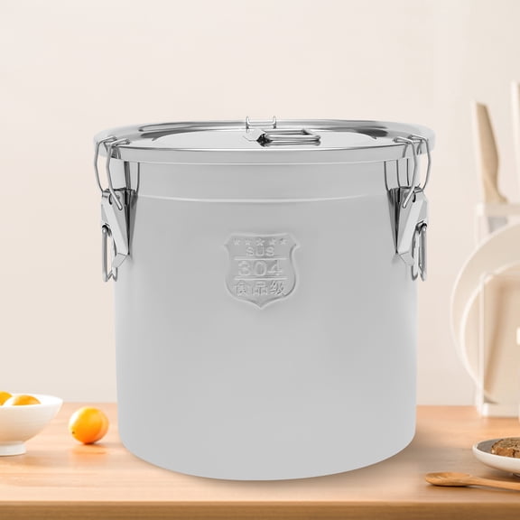 33L Stainless Steel Food Storage ContainerAirtight Sealable Canister with Lid, 3 Locking Clips & Silicone Gasket, Large 1115oz Metal Bucket for Rice Flour Cereal Grain  Kitchen Pantry Organization