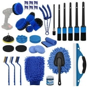 33Pcs Car Detailing Kit, Car Cleaning Kit with Professional Car Detailing Brush Set, Car Wash Kit and Auto Detailing Kit. Reusable Car Wash Brush kit for Interior, Exterior, Dashboard, Wheels,Leather