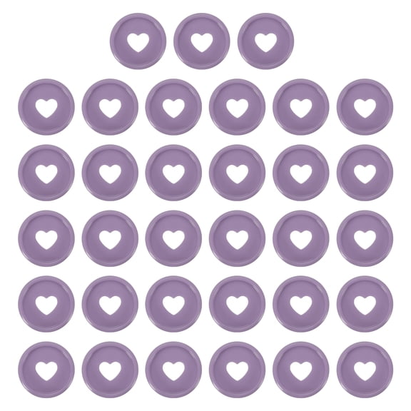 33Pcs Plastic Book Binding Discs, 24mm Heart Discbound Expansion Discs Binder Ring for DIY Notebooks Planner Accessories, Mauve
