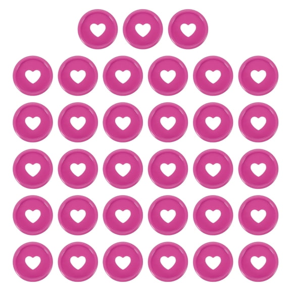 33Pcs Plastic Book Binding Discs, 24mm Heart Discbound Expansion Discs Binder Ring for DIY Notebooks Planner Accessories, Rose Red