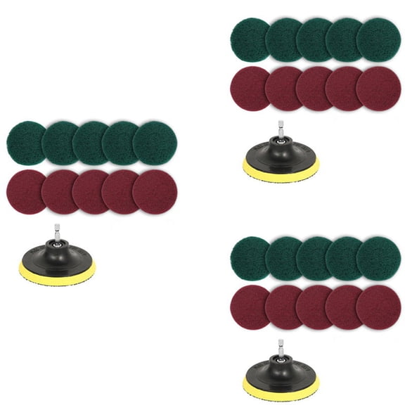 33Pcs Power Scrubber Brush Set Polishing Pad for Drill Powered Brush Tile Scrubber Scouring Pads Cleaning Tool,Red & Green