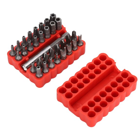 33Pcs Security Screw Hex Bit Set Chrome Steel 1/4in Shaft Computer