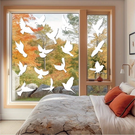 33Pcs Window Decals to Prevent Bird Strikes, Hummingbird Anti Collision Window Clings for Birds, Save The Birds from Flying Into The Window, Warn The Birds and Save Birds Precious Lives, White