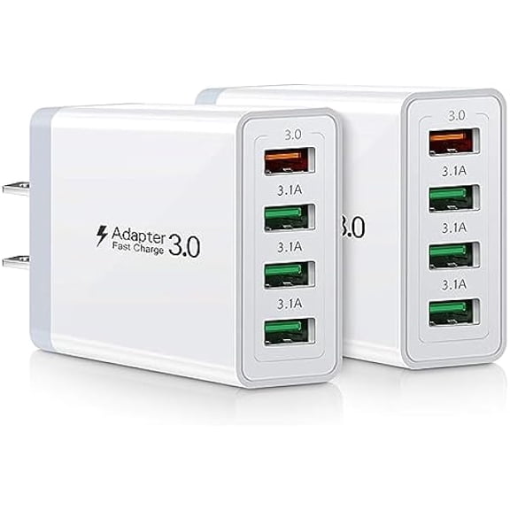 33W USB Wall Charger, Multiport USB Fast Charging Block, 4-Port USB Plug Cube Box Brick, Boxeroo USB Phone Charger Adapter Compatible for iPhone 15/15 Pro, Samsung Galaxy, iPad Mini/pro/air