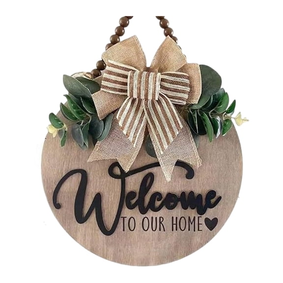 33cm Artistic Country Themed Welcome Sign Round Rural Fun Wooden Board For Entryway or Patios Display