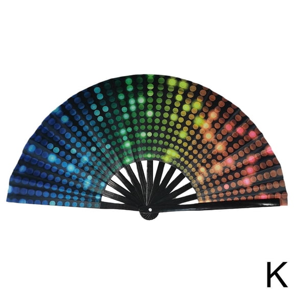 33cm Large Folding Hand Rave Fan Chinease/Japanese Music Colorful Fan Gradient Gifts Q4C5 Fold Festival Fan Fan Reflective Dance