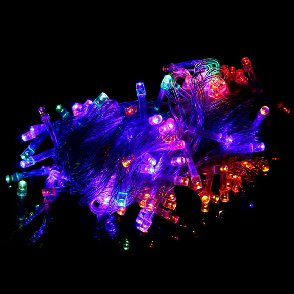 33ft 100 LED Multicolor Christmas Lights, 8 Modes Plug-in Clear Wire Indoor String Lights, Twinkle Fairy Christmas Decorative Lights for Indoor Outdoor Bedroom Wedding Party Patio Christmas Tree