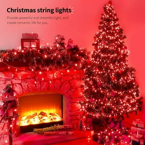 33ft 100 LED Red Lights for Bedroom Decor, 8 Modes Red String Lights Plug-in, Clear Wire Red Christmas String Lights Indoor Outdoor Waterproof for Valentine, Room, Bedroom