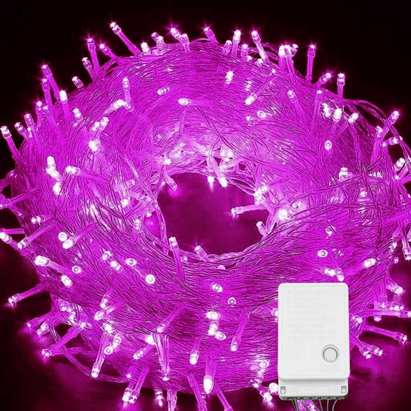 33ft 100 LED String Lights Indoor Outdoor, Clear Wire Purple Pink Lights with 8 Modes, Connectable Plug in Fairy String Lights for Xmas Tree ,Home Bedroom Wedding Party Decoration