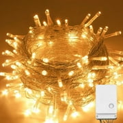 33ft 100 LED String Lights Indoor Outdoor, Clear Wire Warm White Christmas Lights with 8 Modes, Connectable Plug in Fairy String Lights for Xmas Tree ,Home Bedroom Wedding Party Decoration