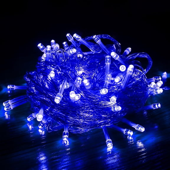33ft 100 LED String Lights Indoor Outdoor, Cold White Christmas Lights Clear Wire, 8 Modes Waterproof Twinkle Fairy String Lights Plug in for Tree Room Bedroom Wedding Holiday Decorations