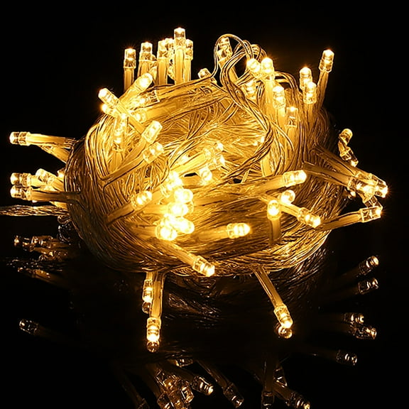 33ft 100 LED Warm White Christmas Lights, 8 Modes Plug-in Clear Wire Indoor String Lights, Twinkle Fairy Christmas Decorative Lights for Indoor Outdoor Bedroom Wedding Party Patio Christmas Tree