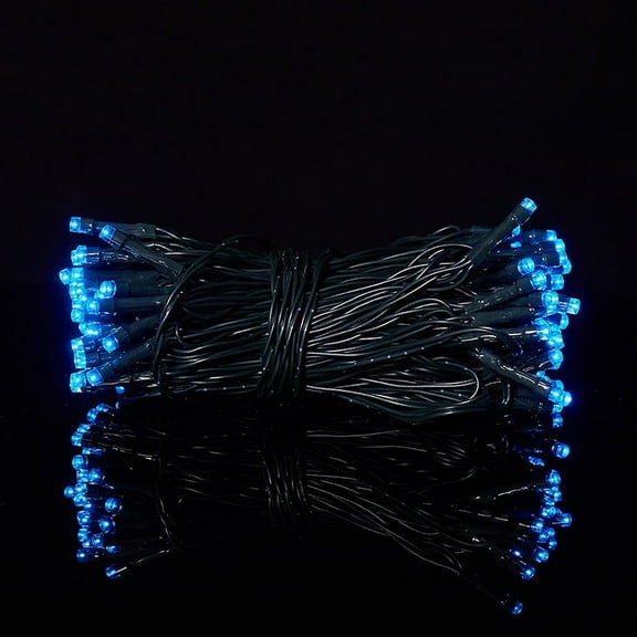 Beatineon 33ft/100 LEDs Christmas String Lights Indoor Outdoor Waterproof, Steady Glow Lights for Tree Room Bedroom Wedding Fall Decorations, 5V USB Powered Black Wire Fairy Light (Blue)