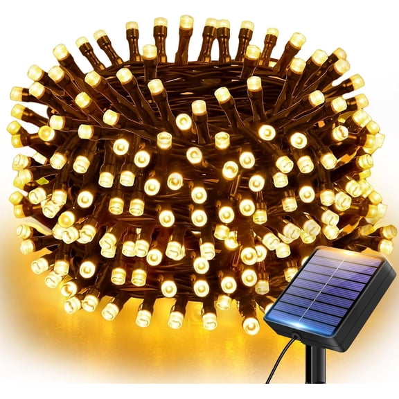 33ft (10m) Solar Indoor/Outdoor String Lights, LED Warm White, 8 Lighting Modes, Waterproof